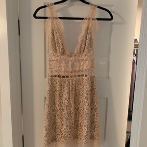 For Love & Lemons blush lace dress